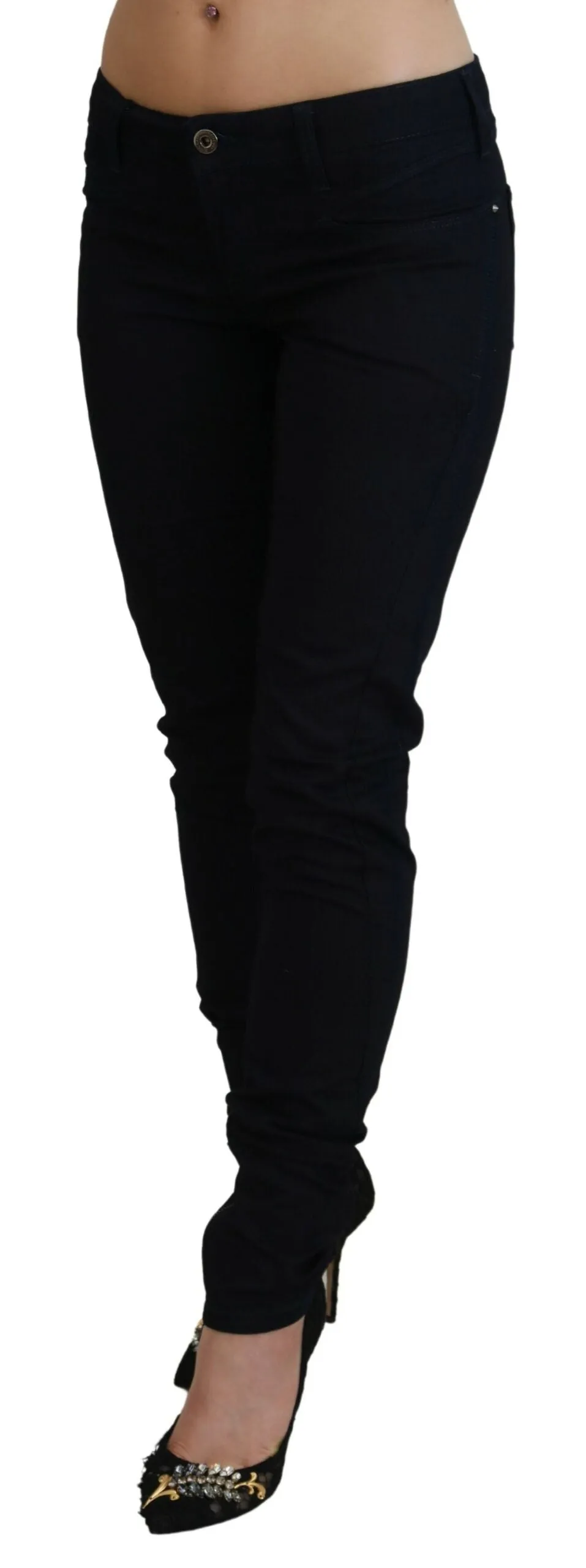Costume National Jean Skinny Femme à Taille Basse Bleu