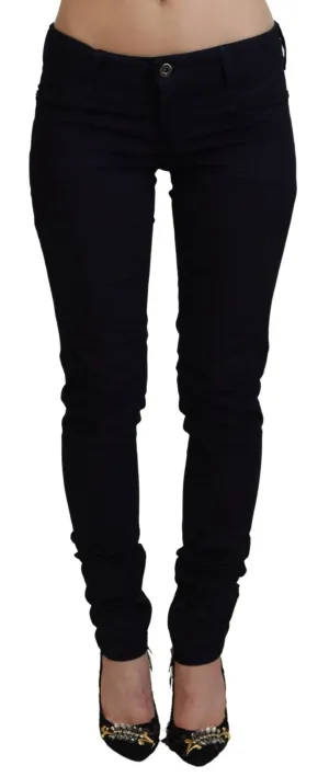 Costume National Jean Skinny Femme à Taille Basse Bleu