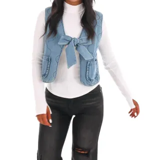 Gilet à Noeud Darling en Denim