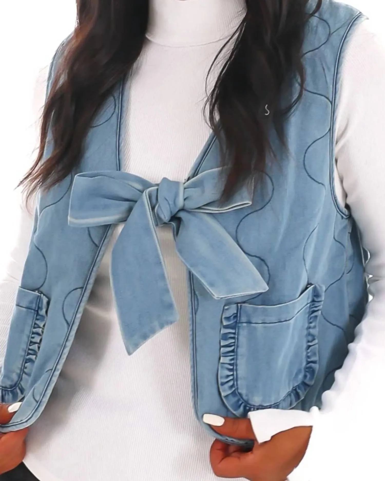 Gilet à Noeud Darling en Denim
