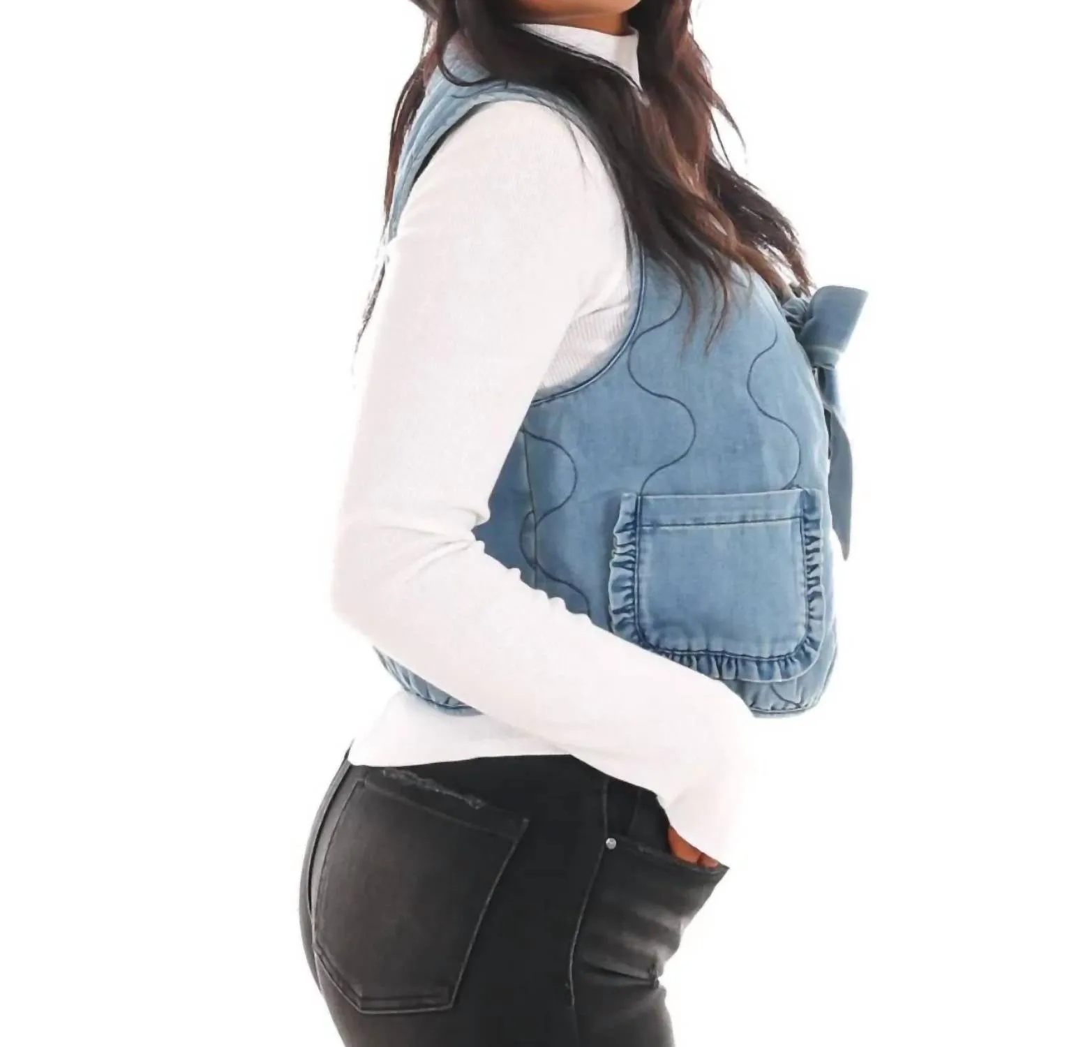 Gilet à Noeud Darling en Denim