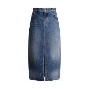 Jupe mi-longue en denim avec fente avant