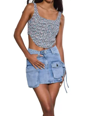 Mini-jupe en denim bleu