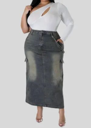 Jupe en Denim - Plus en Gris Foncé