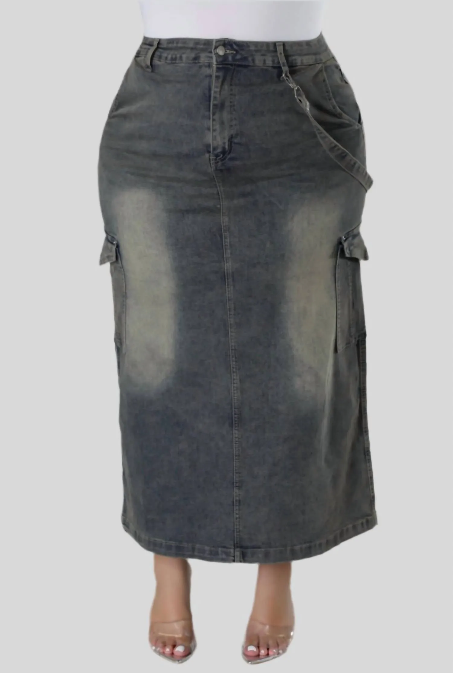 Jupe en Denim - Plus en Gris Foncé