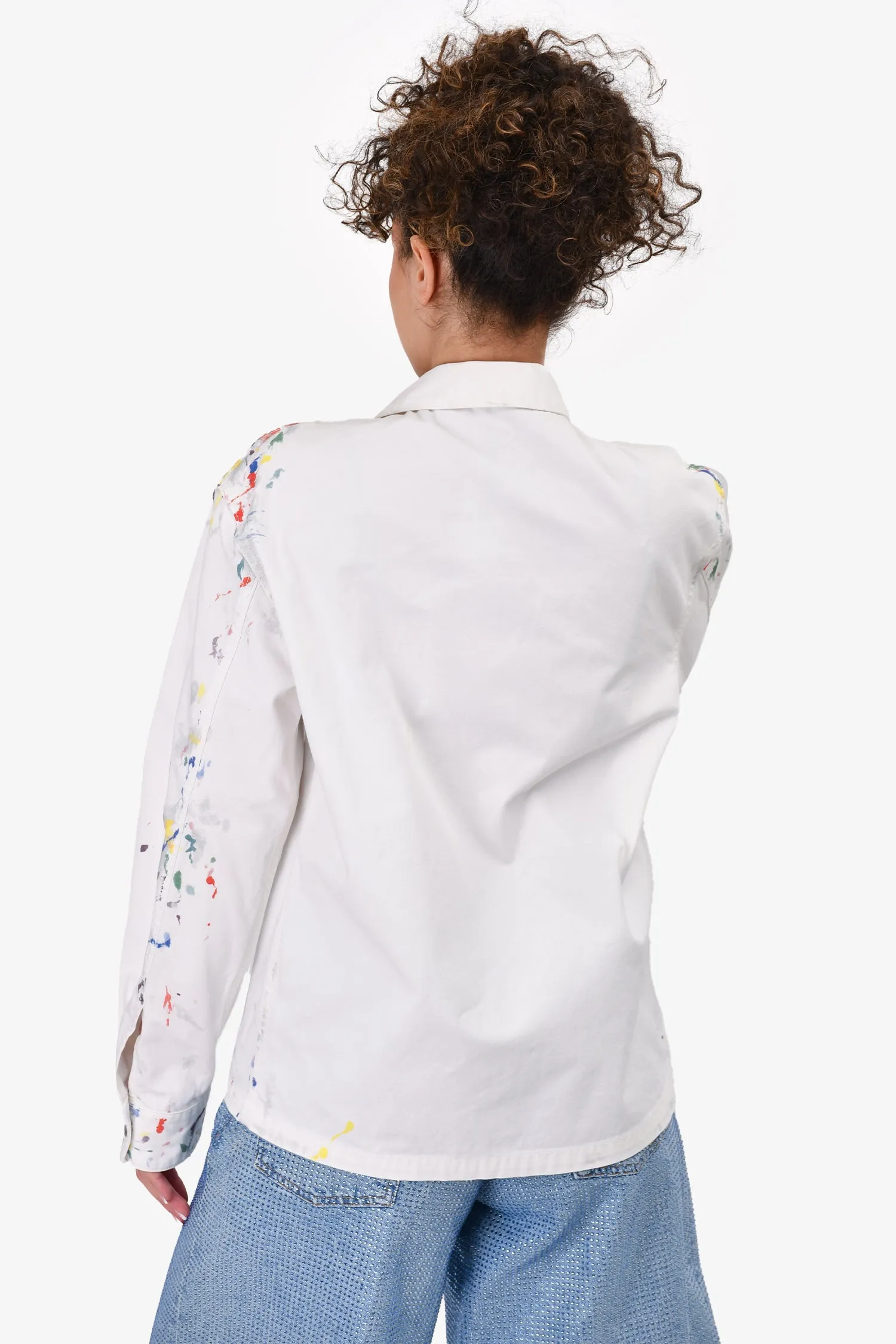Dior Homme Veste en Jean Peinte en Blanc Taille 44 Homme