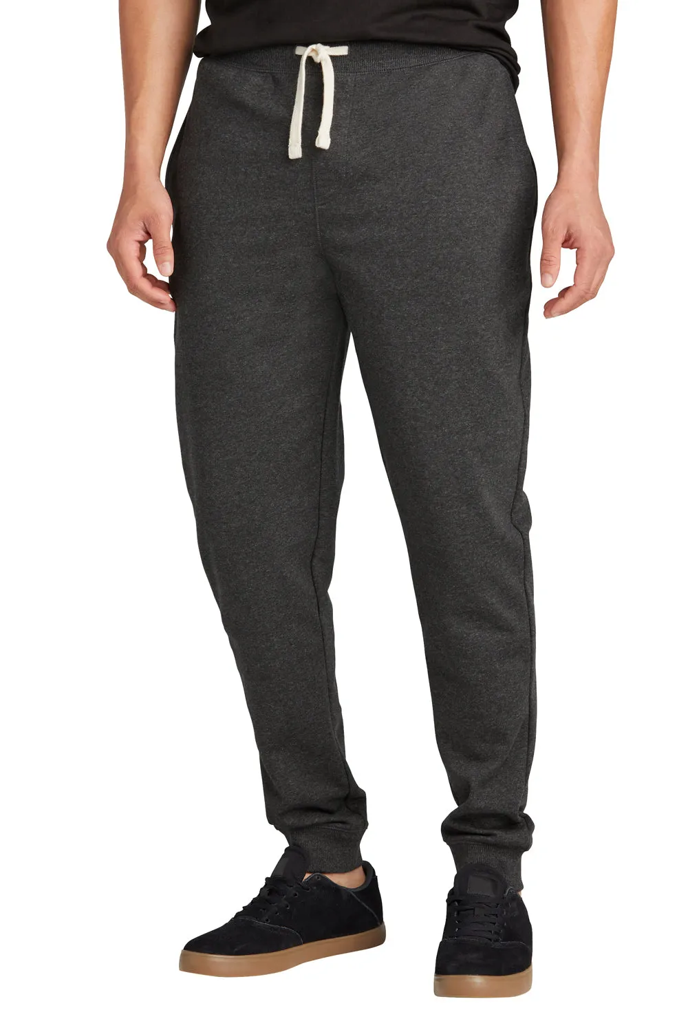 Pantalon de jogging en polaire réutilisée District pour hommes avec poches - Gris charbon chiné