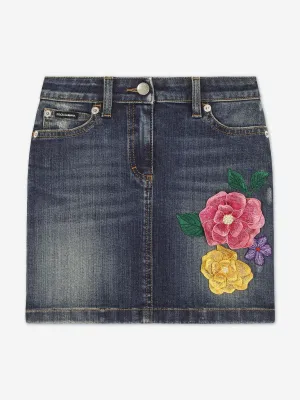 Jupe en denim pour filles Dolce & Gabbana en bleu