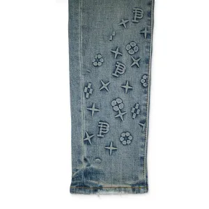 JEAN SKINNY EN DENIM BOSSELE BLEU INDIGO MOYEN