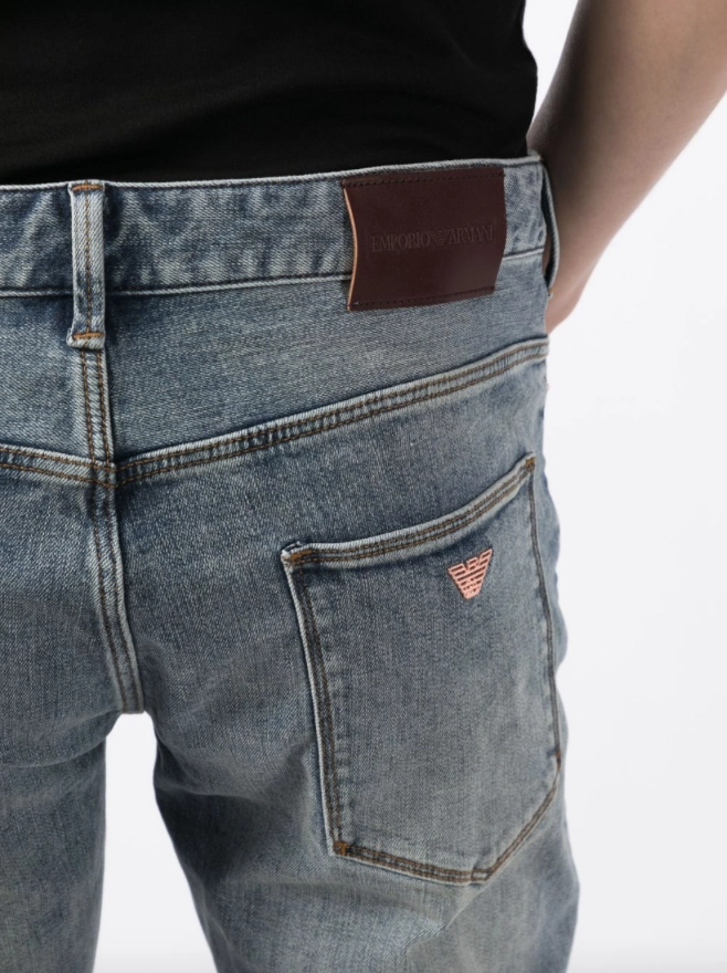 Emporio Armani J06 Slim-fit, worn-look comfort-denim jeans