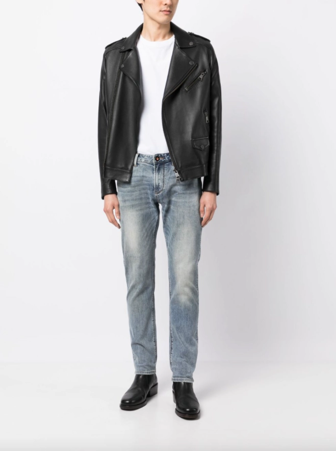 Emporio Armani J06 Slim-fit, worn-look comfort-denim jeans