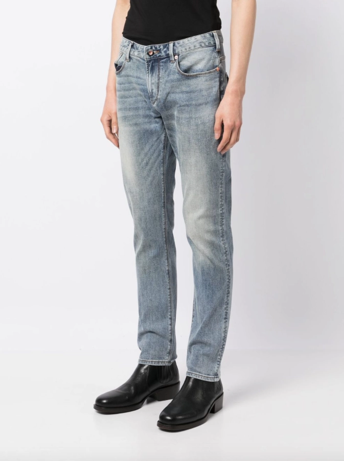 Emporio Armani J06 Slim-fit, worn-look comfort-denim jeans