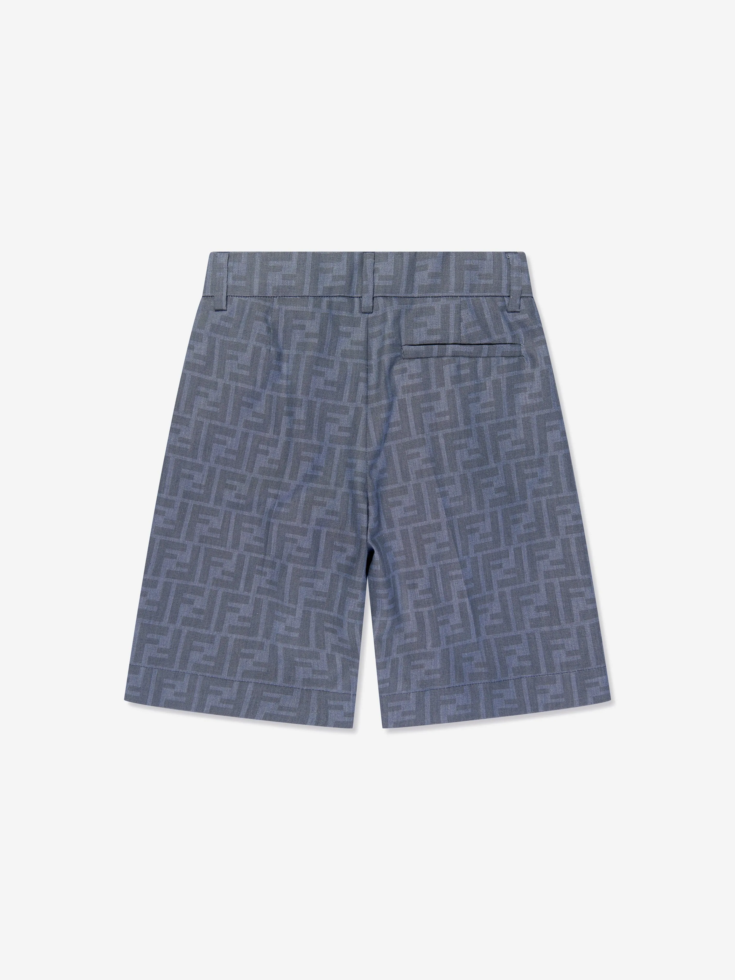 Fendi Boys Shorts en chambray avec logo FF en bleu