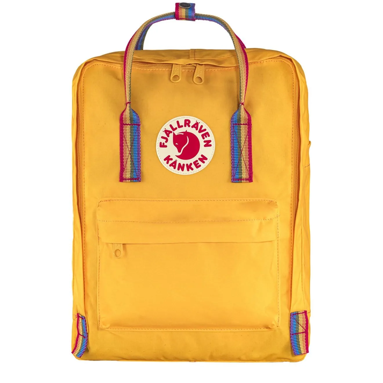 Sac à dos classique Fjallraven Kanken en jaune chaud avec motif arc-en-ciel Sacs Fjallraven Kanken