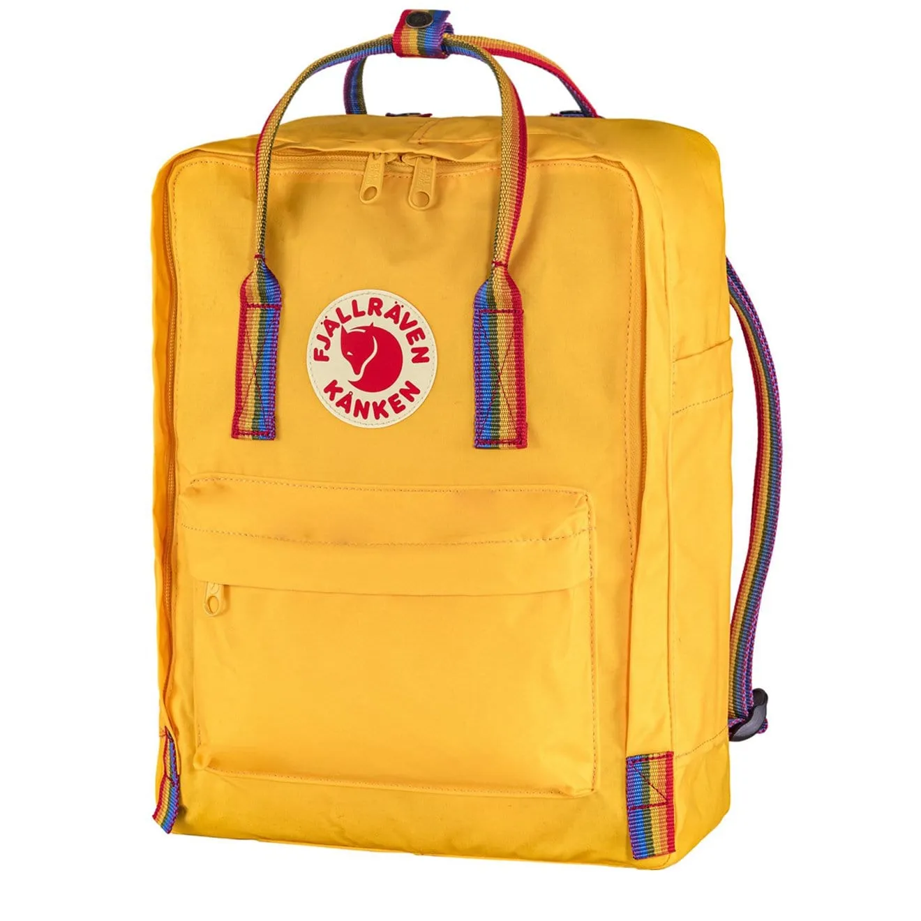 Sac à dos classique Fjallraven Kanken en jaune chaud avec motif arc-en-ciel Sacs Fjallraven Kanken