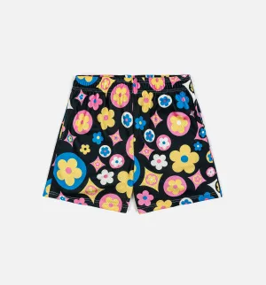 Short Homme en Satin Fleuri - Noir
