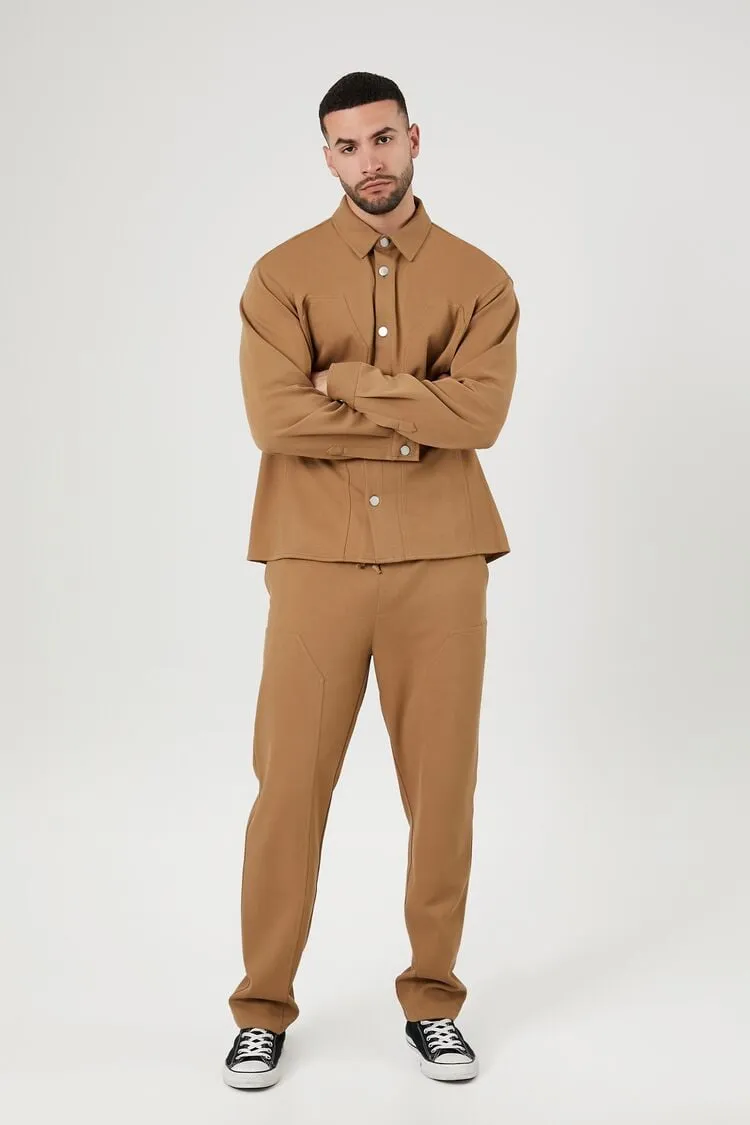 Forever 21 Pantalon Slim Homme en Coton Mélangé à Cordon de Serrage Marron Clair Forever 21
