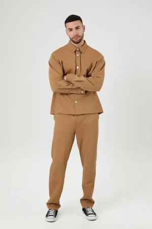 Forever 21 Pantalon Slim Homme en Coton Mélangé à Cordon de Serrage Marron Clair Forever 21