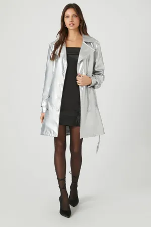 Forever 21 Trench Ceinturé Métallisé pour Femme Argent Forever 21