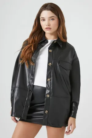 Forever 21 Veste en similicuir pour femmes à manches tombantes Noir Forever 21