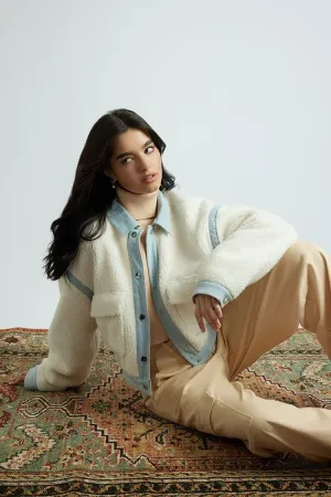 Veste Femme Forever 21 en Fausse Daim à Boutons Ivoire Forever 21