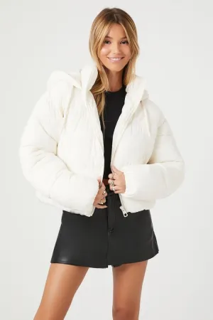 Veste matelassée à capuche pour femmes Forever 21 - Doudoune gonflable vanille