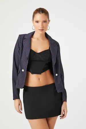 Veste Femme Forever 21 à Rayures et Col en V Marine/Blanc Forever 21