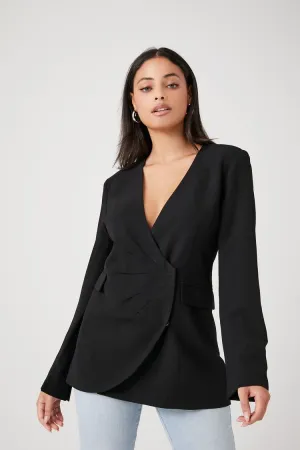 Forever 21 Veste tailleur plongeante enveloppante pour femme Noir Forever 21
