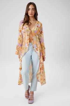 Forever 21 Kimono Femme Imprimé Floral Transparent Lavande/Multicolore Forever 21