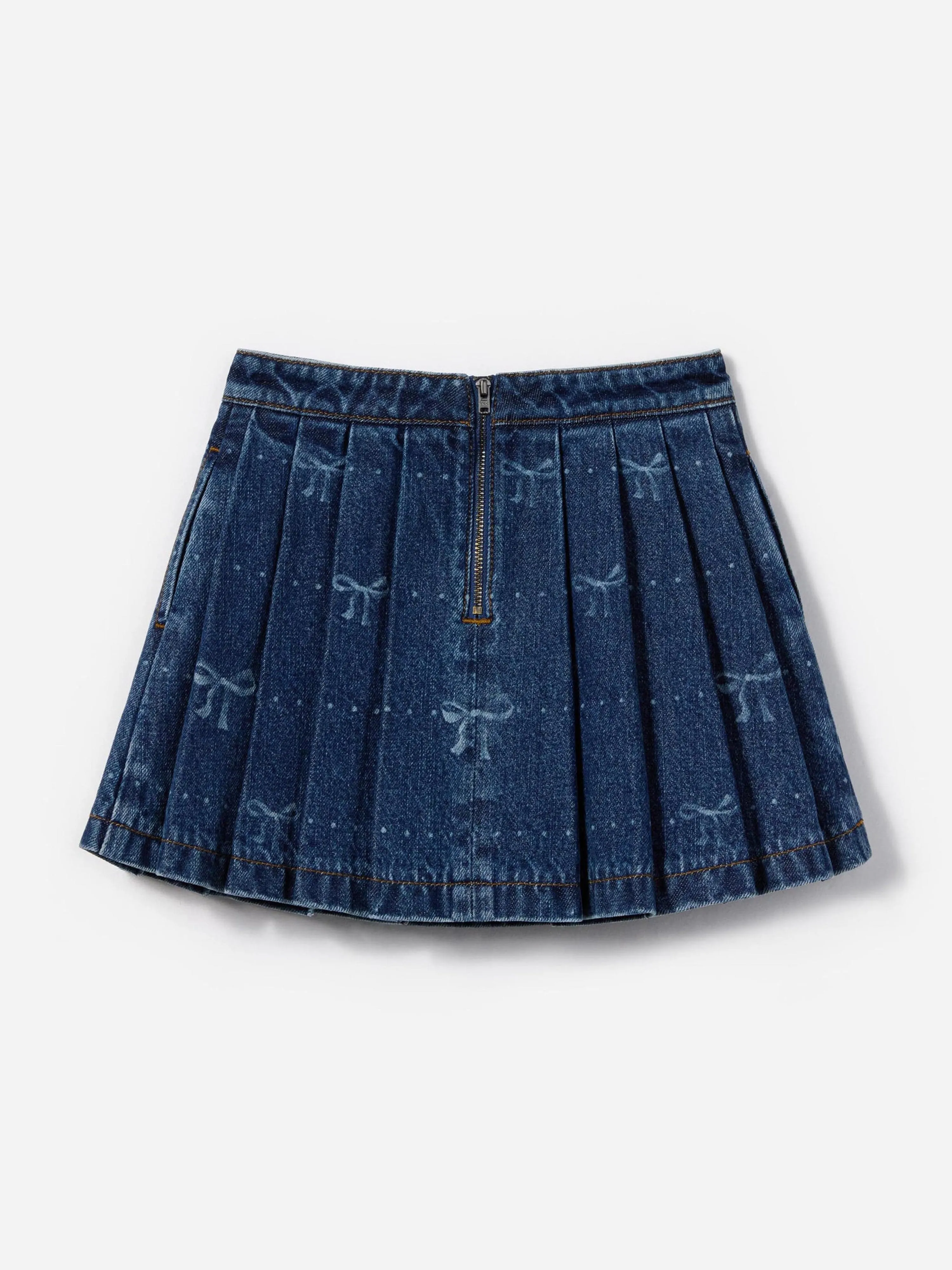 Jupe en denim à motif nœud pour filles en bleu