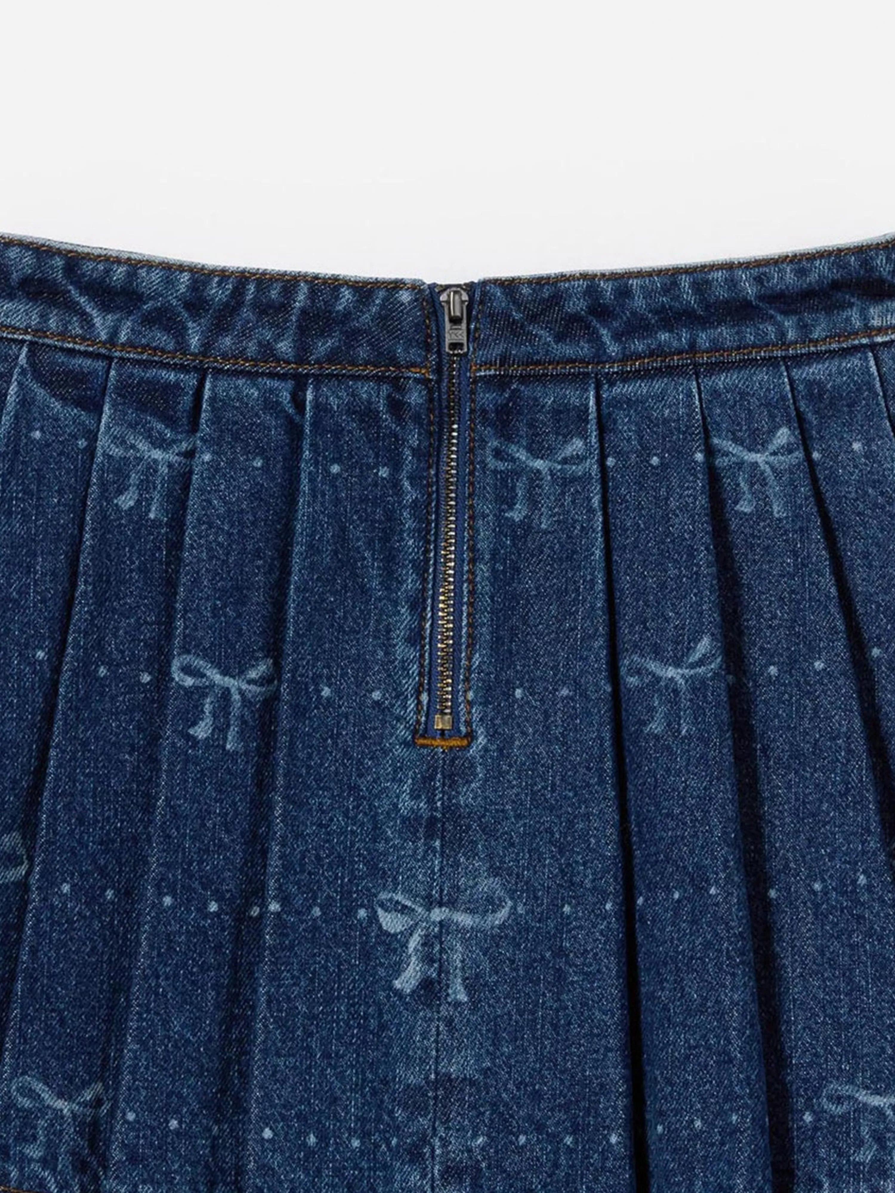 Jupe en denim à motif nœud pour filles en bleu