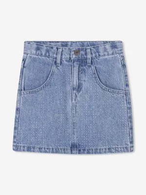 Jupe en jean diamanté bleu pour filles