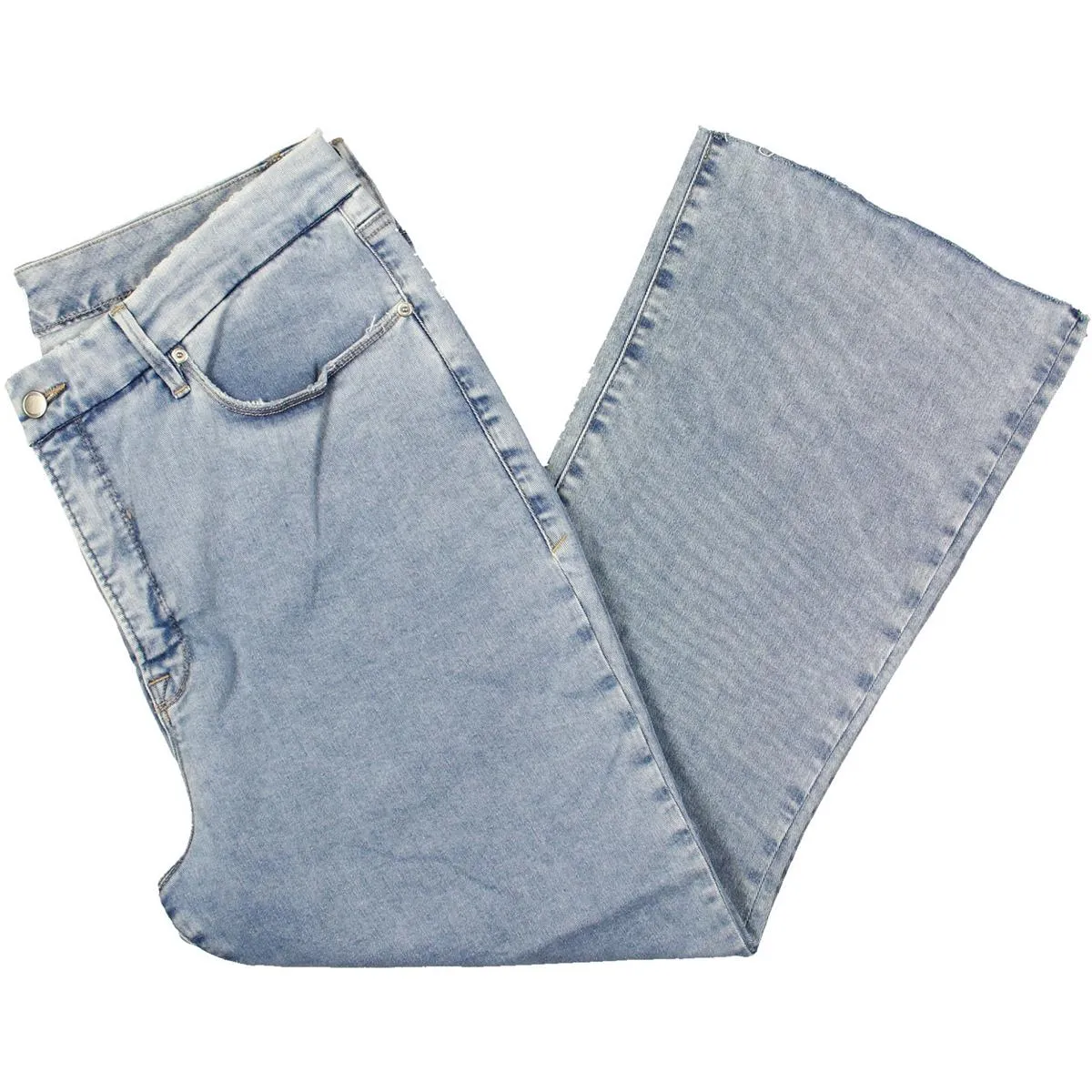 Good American Jeans Femme Effilés à Ourlet Brut Court