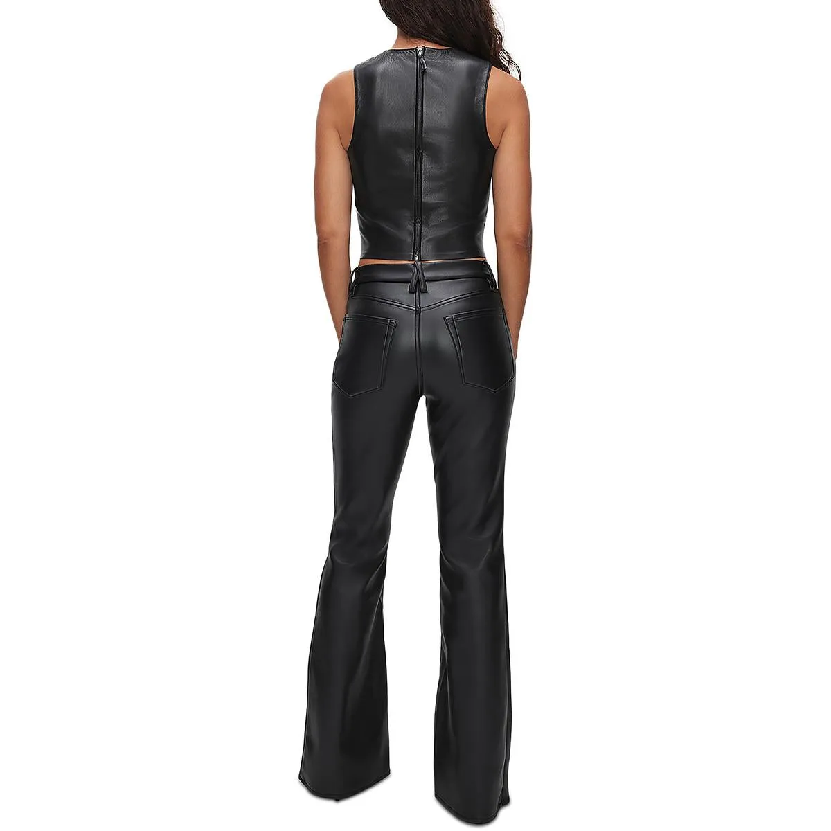 Good American Women's Faux Leather Flared Jeans