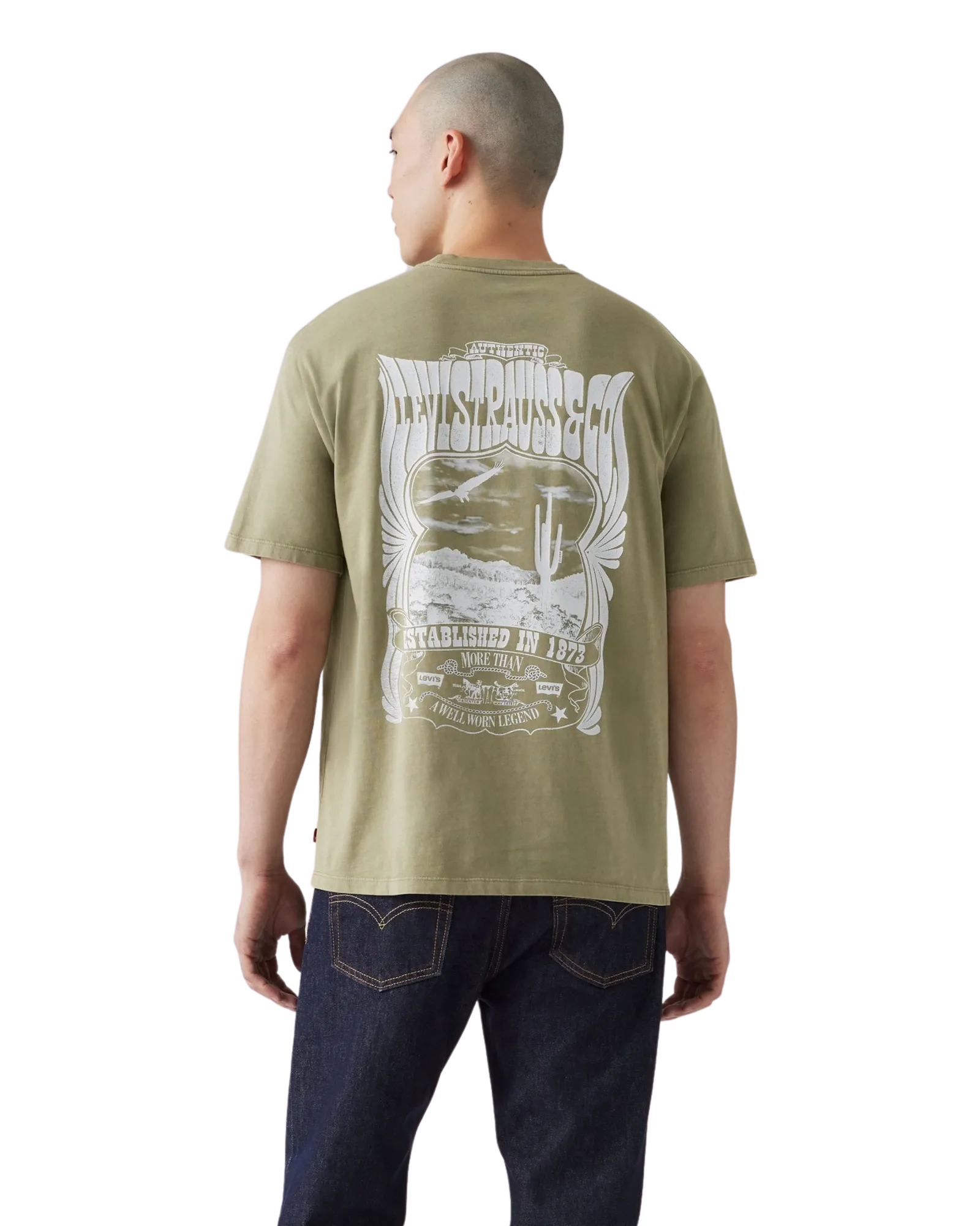 T-Shirt Vintage Graphique en Vert Lichen