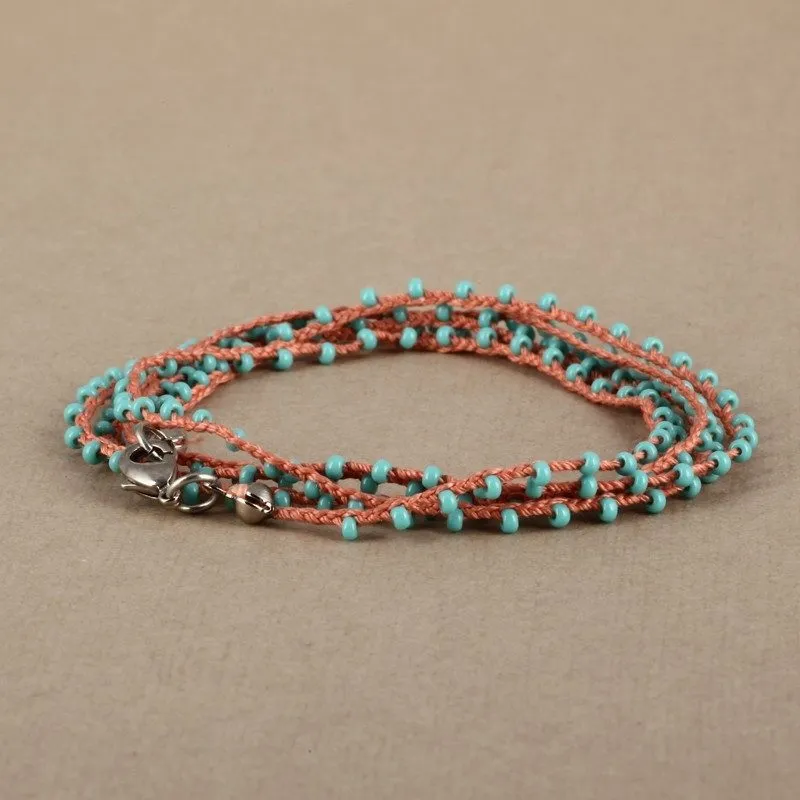 Collier/Bracelet Artisanal Avec Perles Contrastées