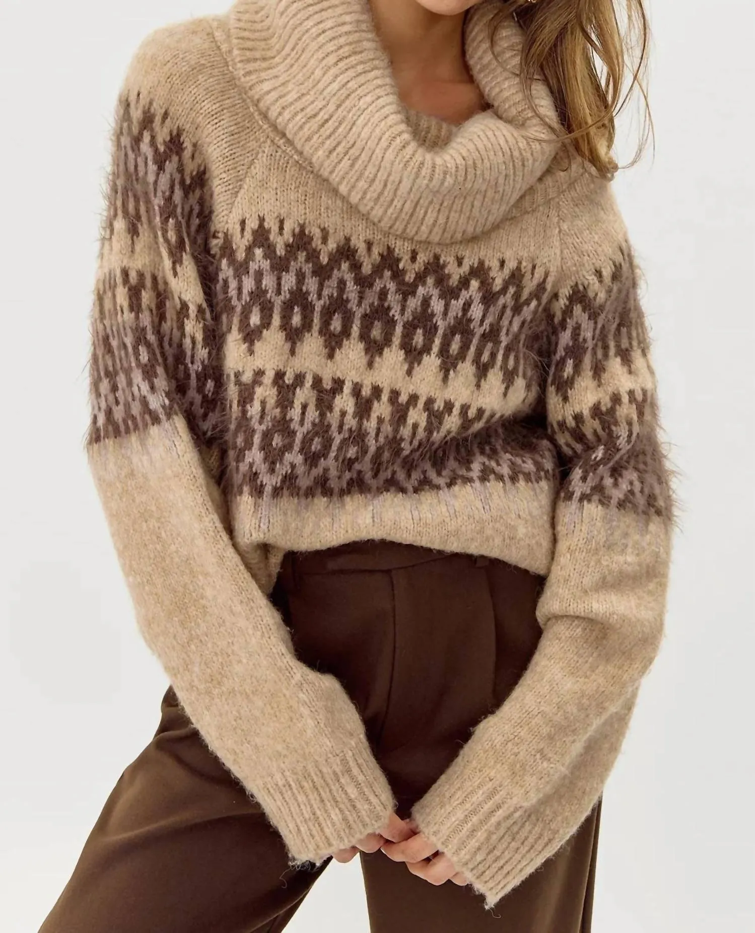 Pull Harris en marron camel