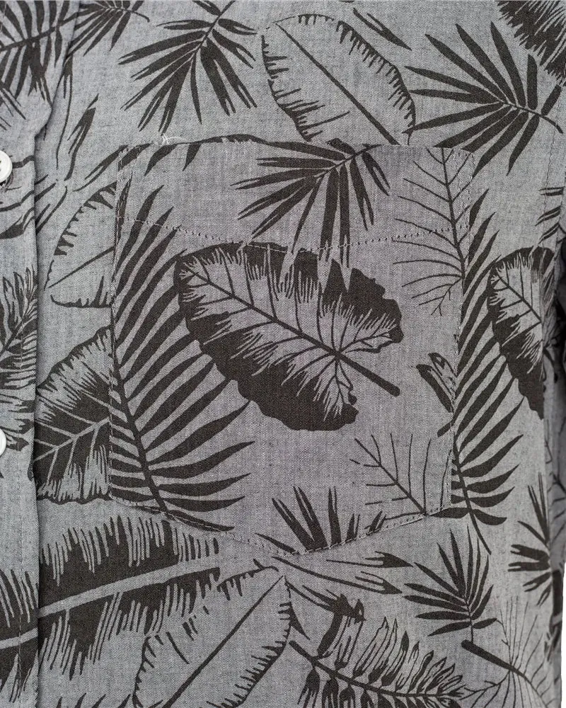Chemise hawaïenne en chambray gris