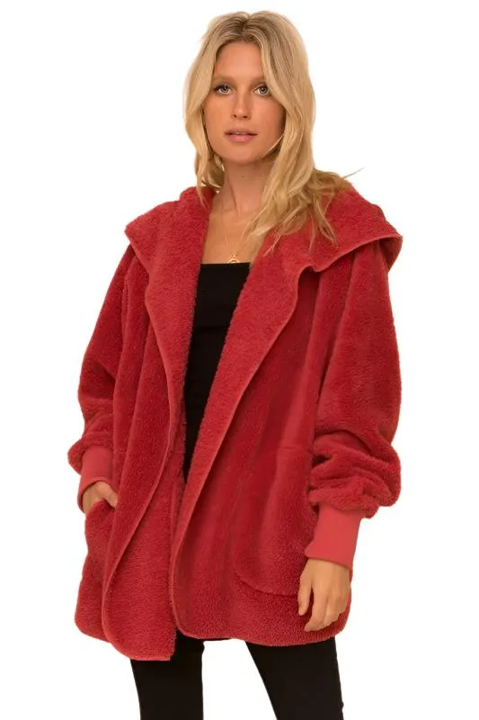 Cardigan à capuche avec poches, tricot pelucheux et devant ouvert Hem & Thread L2394