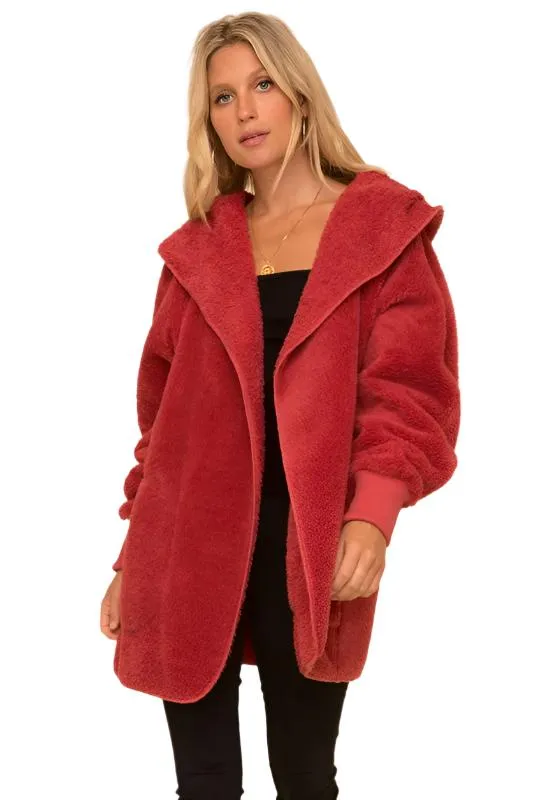 Cardigan à capuche avec poches, tricot pelucheux et devant ouvert Hem & Thread L2394