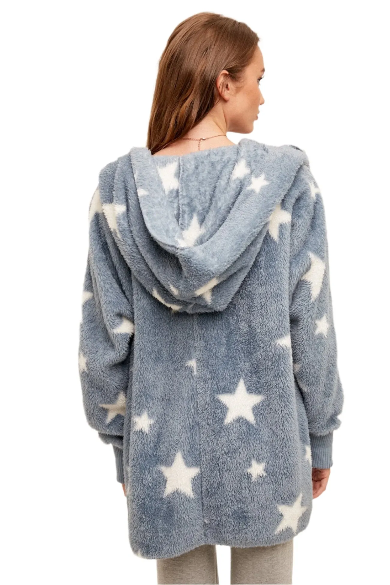 Veste à capuche étoilée douce et pelucheuse Hem & Thread 8431W