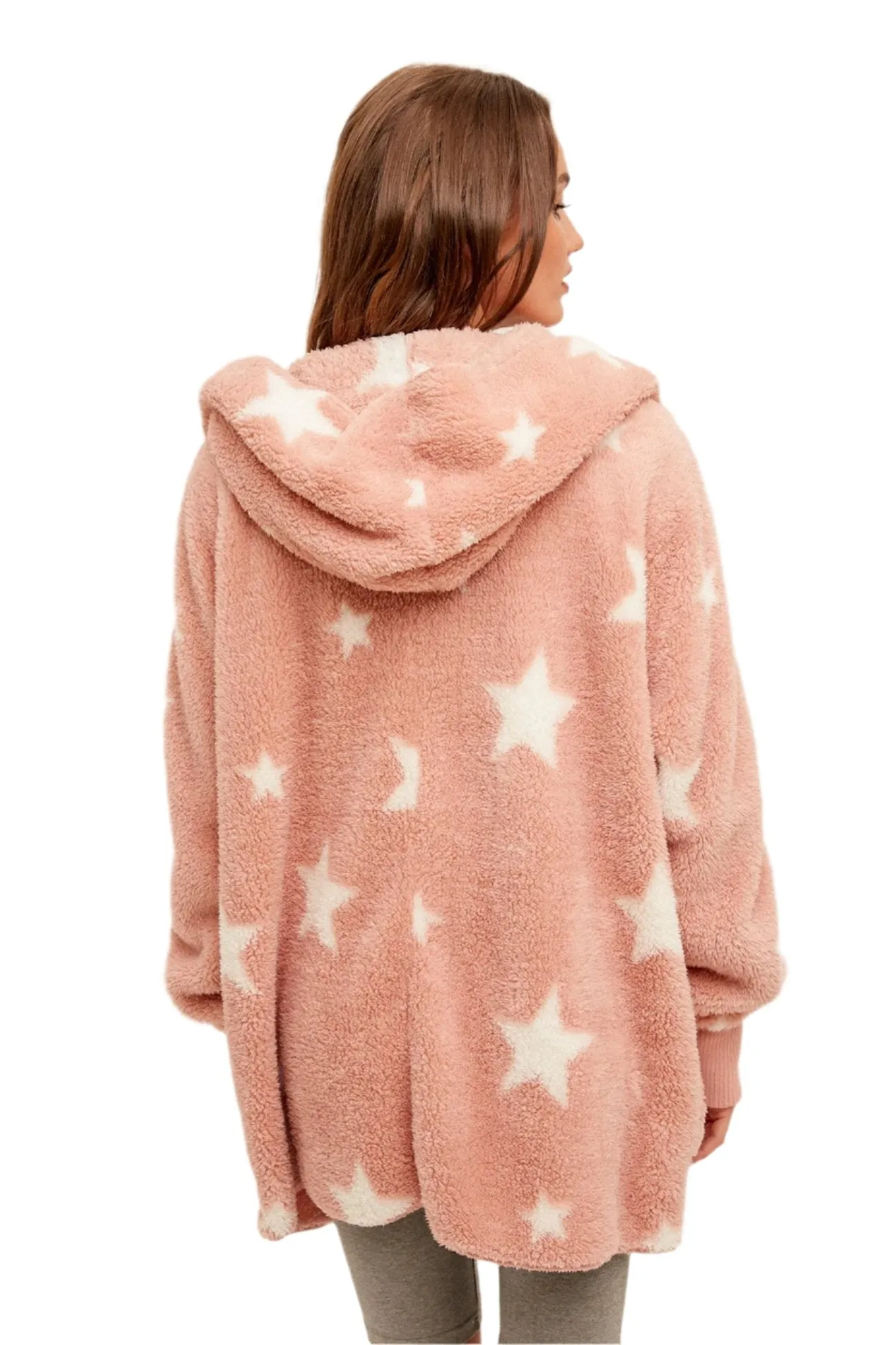 Veste à capuche étoilée douce et pelucheuse Hem & Thread 8431W
