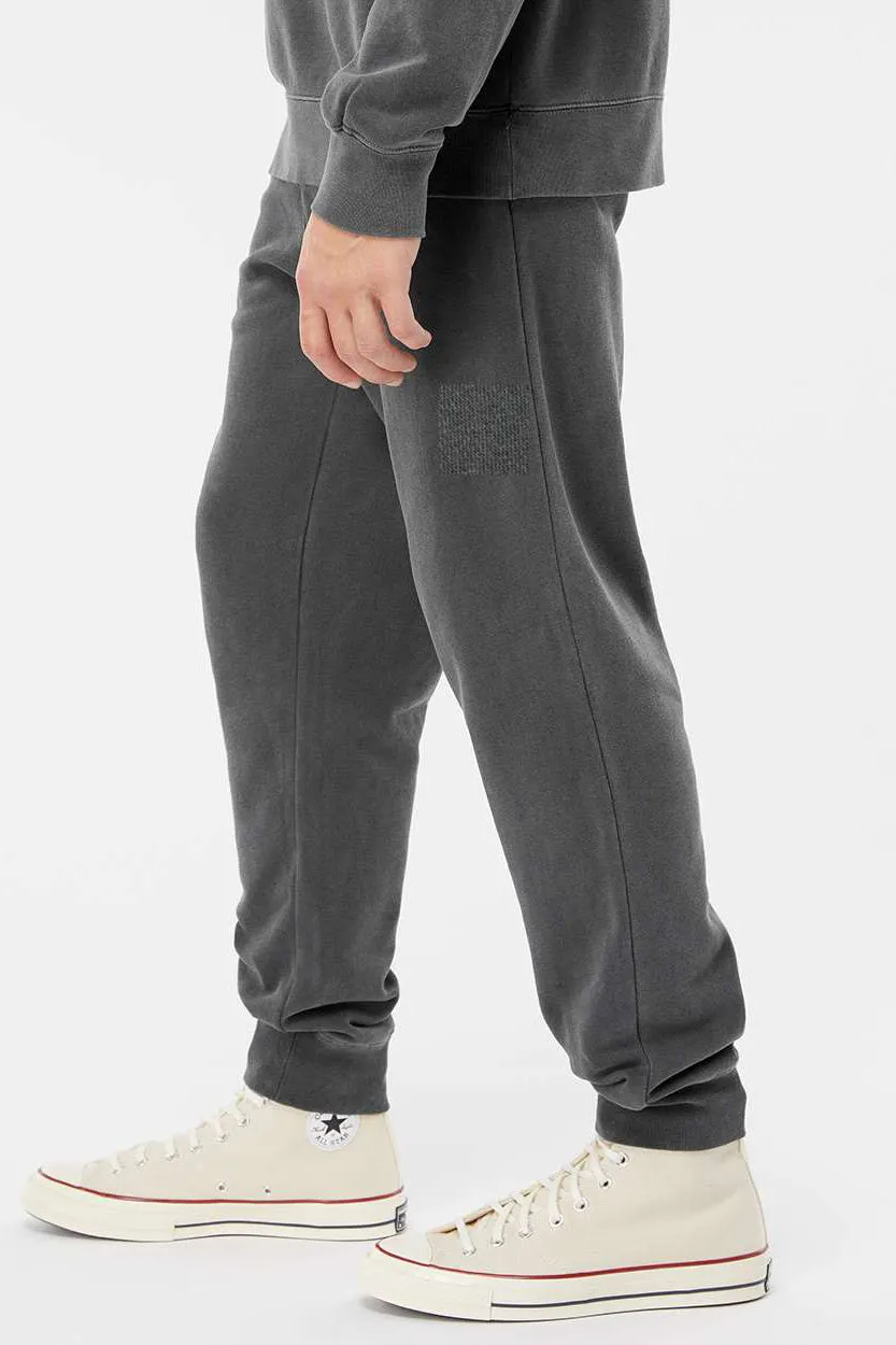 Pantalon de survêtement en polaire teint par pigmentation pour hommes avec poches - Noir
