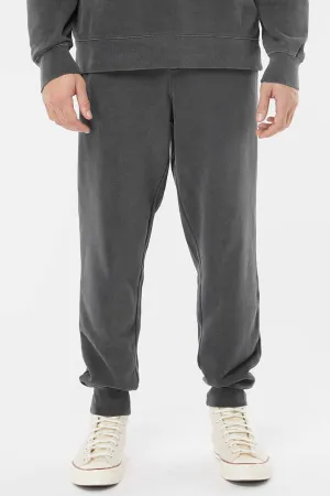 Pantalon de survêtement en polaire teint par pigmentation pour hommes avec poches - Noir
