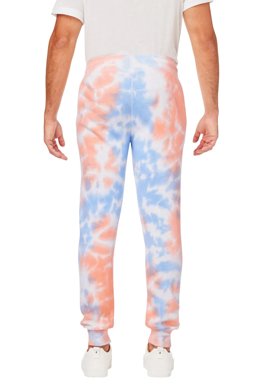 J America Pantalon de jogging en polaire tie-dye pour homme avec poches - Coucher de soleil