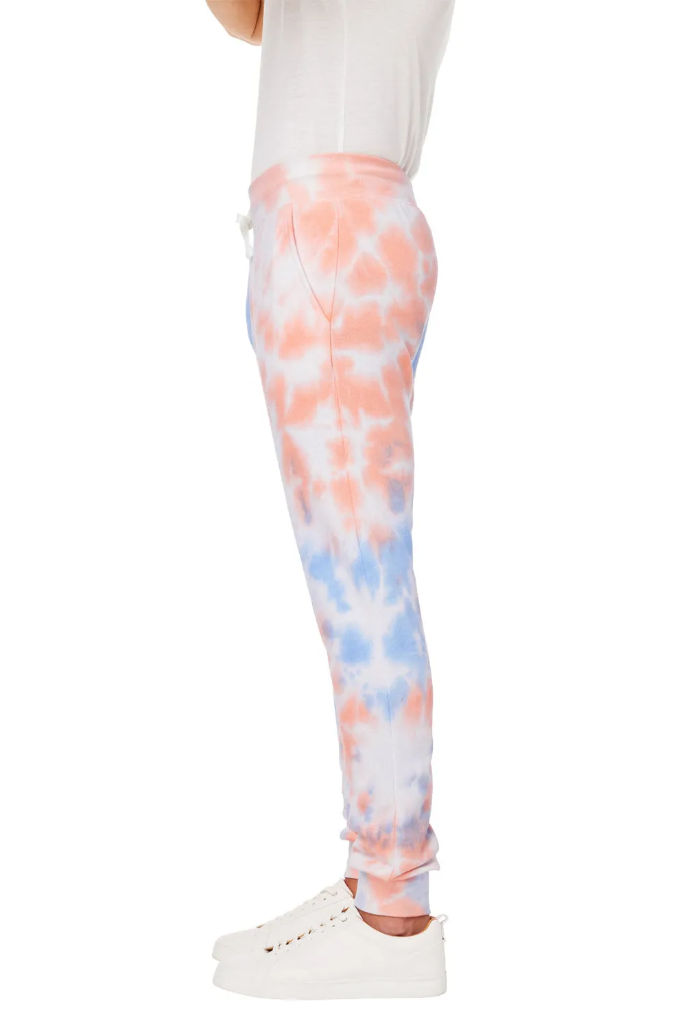 J America Pantalon de jogging en polaire tie-dye pour homme avec poches - Coucher de soleil