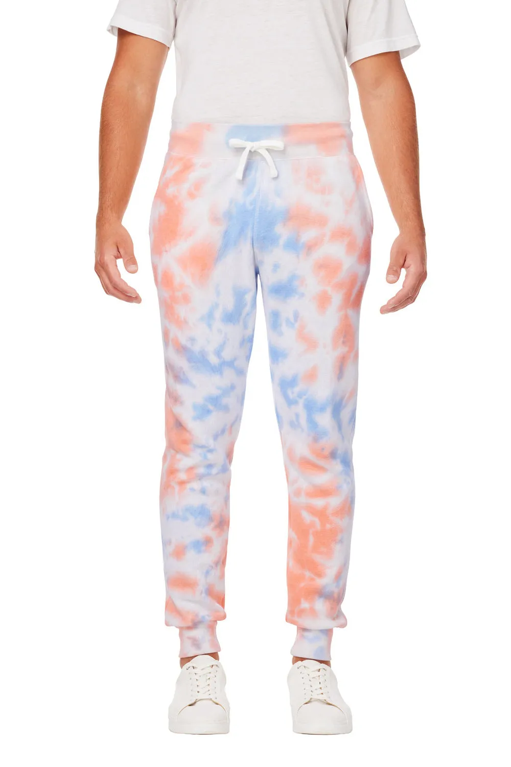 J America Pantalon de jogging en polaire tie-dye pour homme avec poches - Coucher de soleil