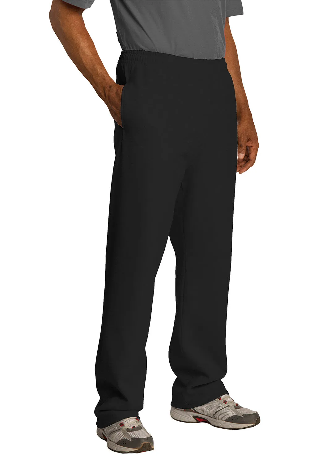 Pantalon de survêtement Jerzees pour hommes en polaire NuBlend résistante aux boulochages, bas ouvert avec poches - Noir