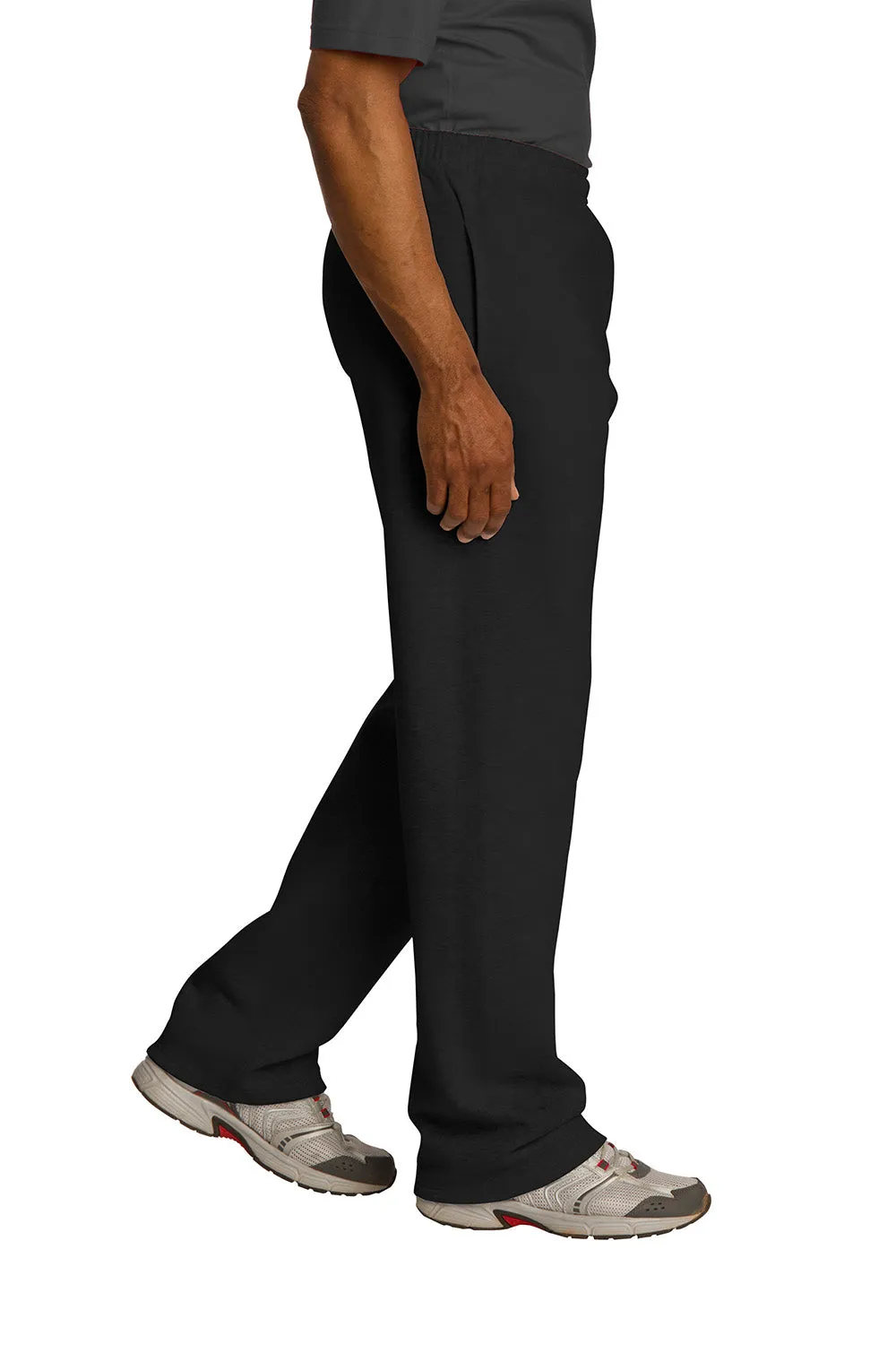 Pantalon de survêtement Jerzees pour hommes en polaire NuBlend résistante aux boulochages, bas ouvert avec poches - Noir