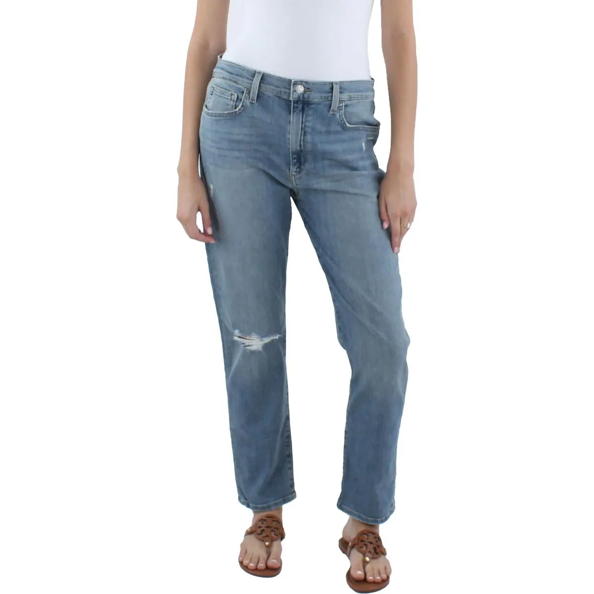 Jean droit délavé pour femme à taille haute de Joe